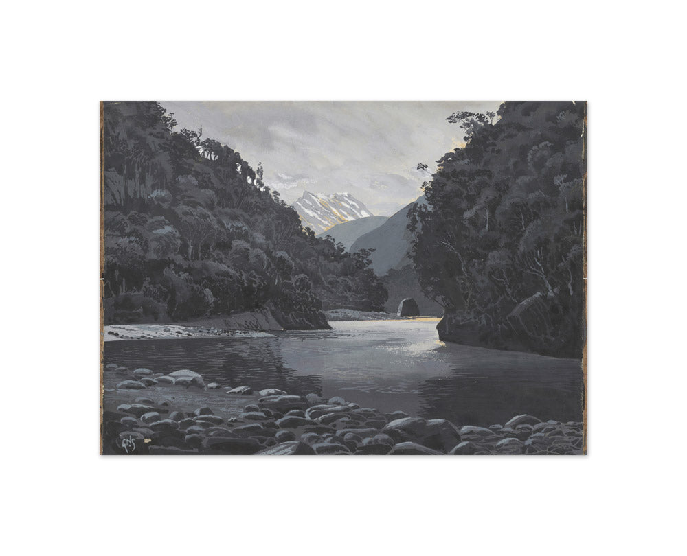 Looking up the Karangarua Range from above the Great Cataract by George Sturtevant - Compact / Full Bleed / No Frame