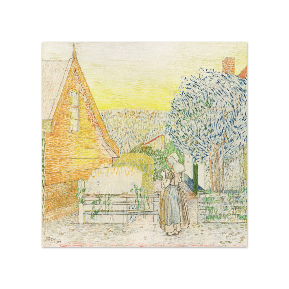 Jan Toorop - Zeeland girl, knitting in a courtyard - Compact / Full Bleed / No Frame