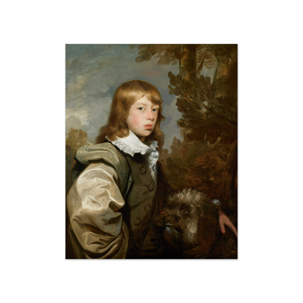 Unknown - Portrait of a young boy, three quarters view, with a dog - Compact / Full Bleed / No Frame