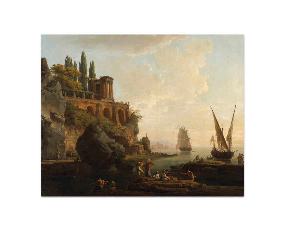 Claude-Joseph Vernet - Imaginary Landscape, Italian Harbor Scene - Compact / Full Bleed / No Frame