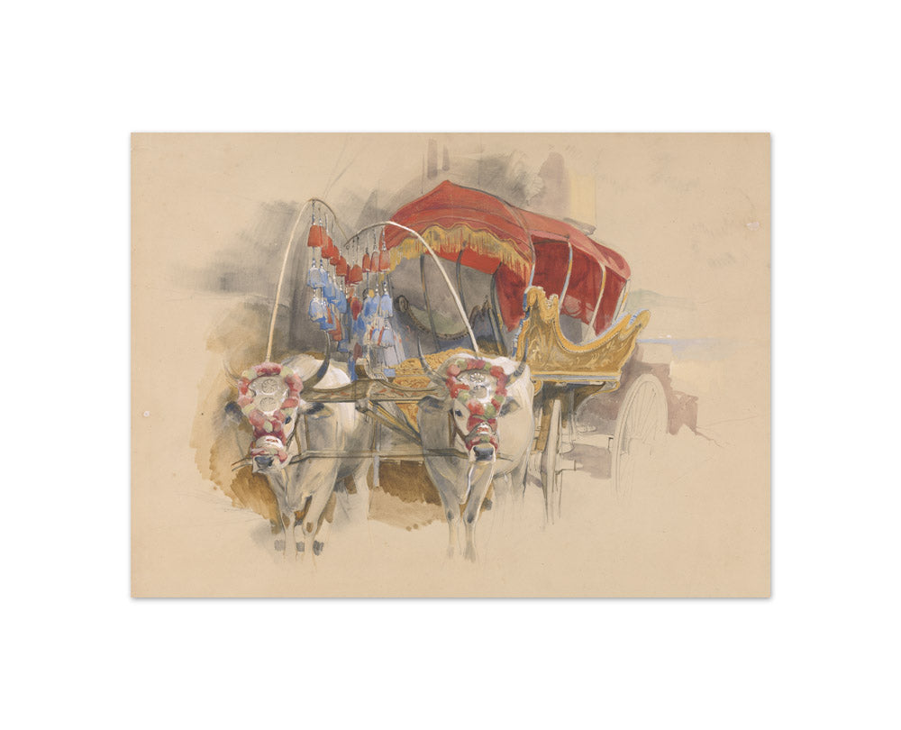 John Frederick Lewis - A Turkish Araba Drawn by Two White Oxen, Constantinople - Compact / Full Bleed / No Frame