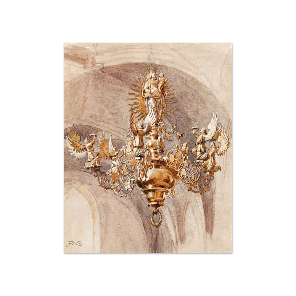 Sir Frederic William Burton - A Chandelier with the Virgin Mary Holding the Christ Child - Compact / Full Bleed / No Frame