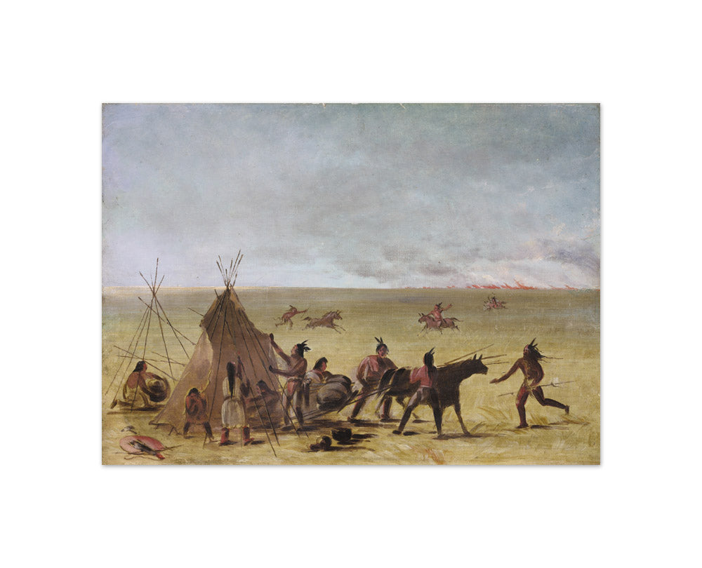 George Catlin - Indian Family Alarmed at the Approach of a Prairie Fire - Compact / Full Bleed / No Frame
