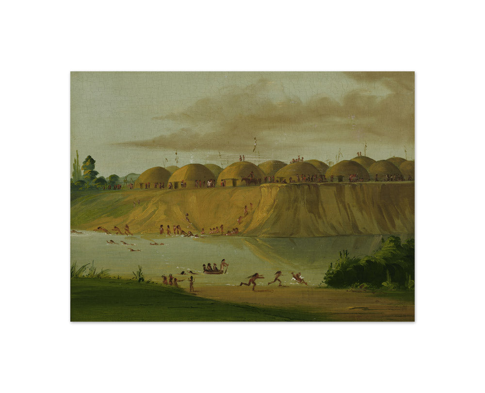 George Catlin - Hidatsa Village, Earth-covered Lodges, on the Knife River, 1810 Miles above St. Louis - Compact / Full Bleed / No Frame