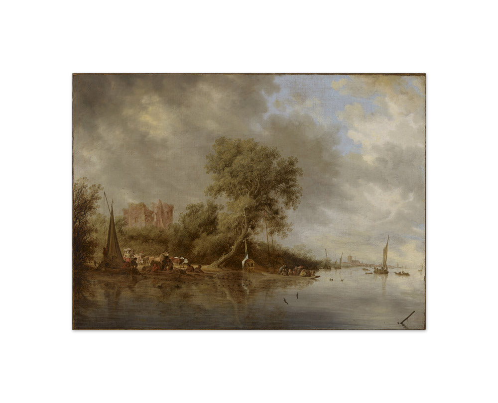 Salomon Jacobsz Van Ruysdael - River Landscape with the Ruins of Egmond Castle - Compact / Full Bleed / No Frame