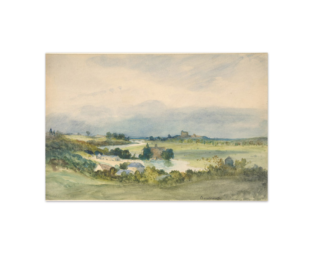 Antoine Chintreuil - Extensive Landscape Prospect with a Fortified Building on a Hill in the Background - Compact / Full Bleed / No Frame