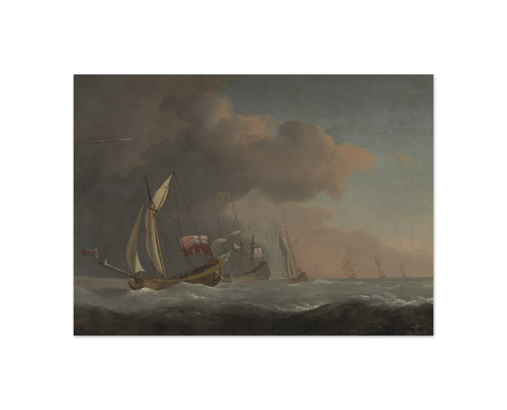 Willem van de Velde the Younger - English Royal Yachts at Sea in a Strong Breeze, in Company with a Ship Flying the Royal Standard - Compact / Full Bleed / No Frame
