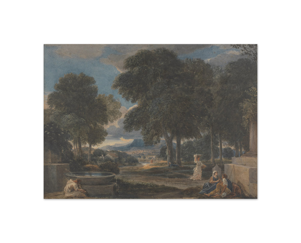 David Cox the Elder - Landscape with a Man Washing His Feet at a Fountain, after Poussin - Compact / Full Bleed / No Frame