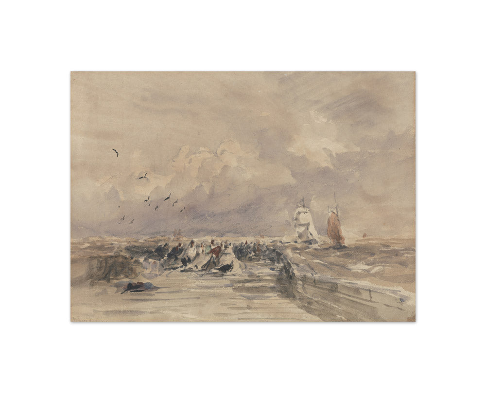 David Cox the Elder - Dieppe Pier, Stiff Breeze - Compact / Full Bleed / No Frame