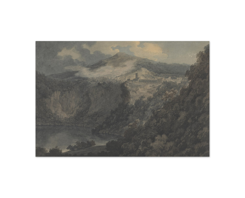 John Robert Cozens - The Lake and Town of Nemi - Compact / Full Bleed / No Frame