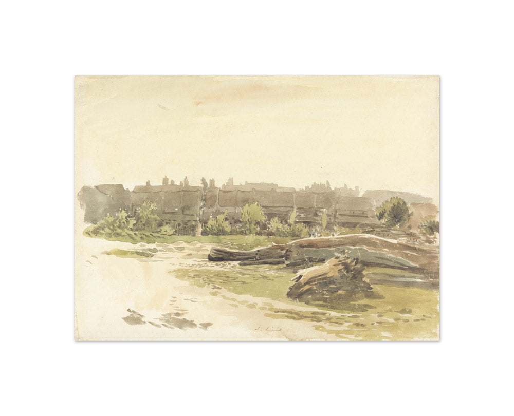 John Linnell - Terraced Cottages with Fallen Trees - Compact / Full Bleed / No Frame