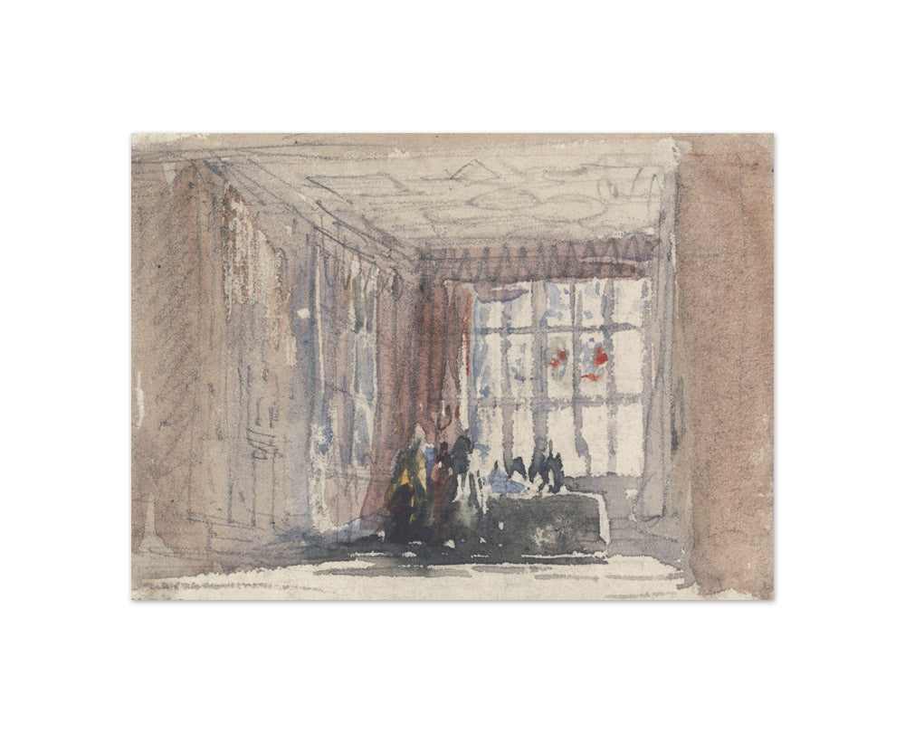 David Cox the Elder - A Tudor Room with Figures, Possibly Hardwick Hall or Haddon Hall - Compact / Full Bleed / No Frame