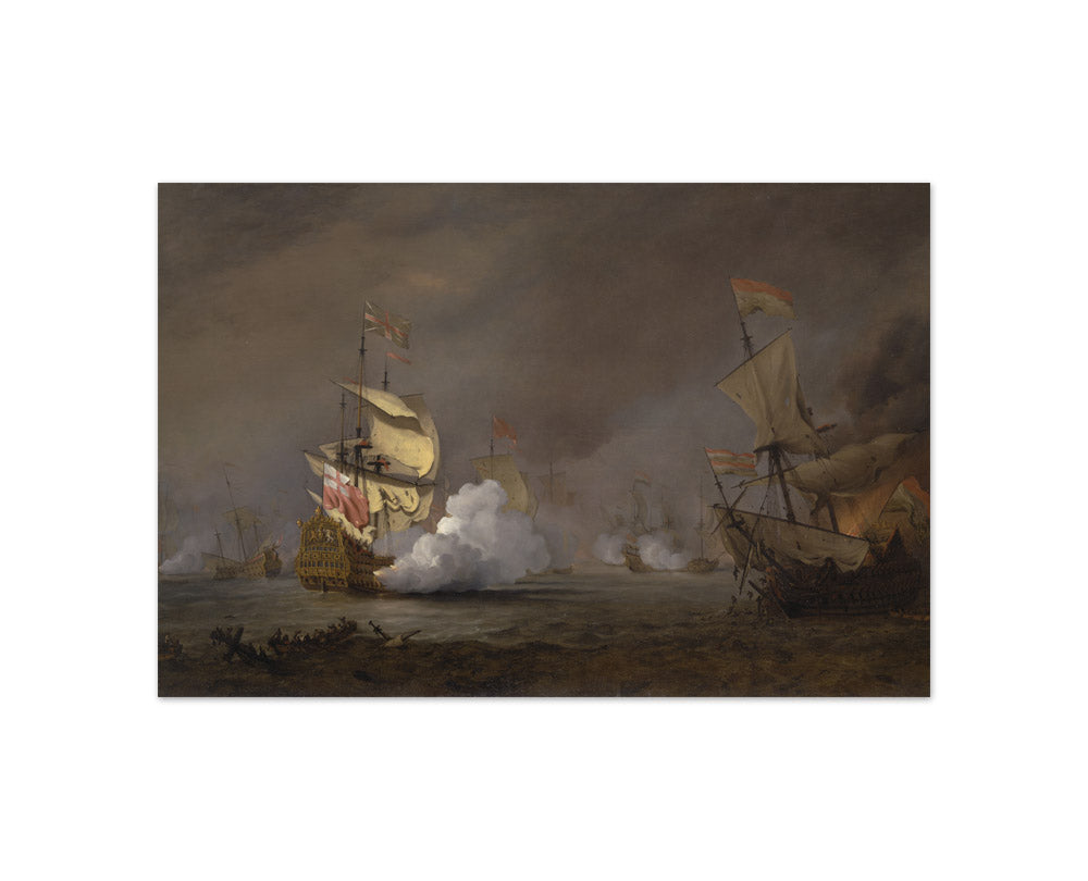 Willem van de Velde the Younger - A Battle of the Third Anglo-Dutch War, Probably the London at the Battle of the Texel, August 1673 - Compact / Full Bleed / No Frame