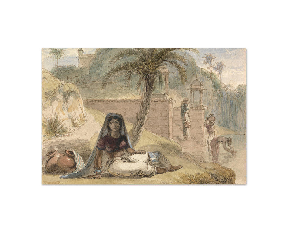 William Daniell - Indian Girl Seated by a River - Compact / Full Bleed / No Frame