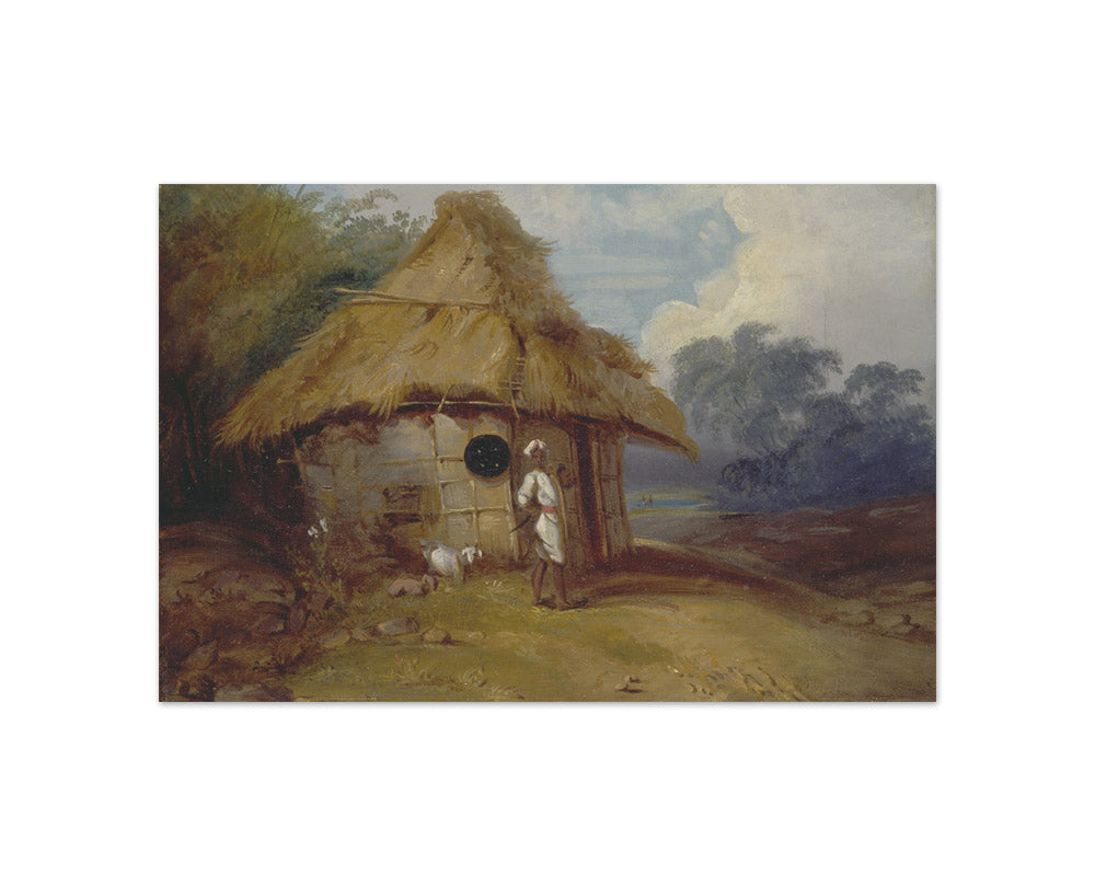 George Chinnery - View in Southern India, with a Warrior Outside His Hut - Compact / Full Bleed / No Frame