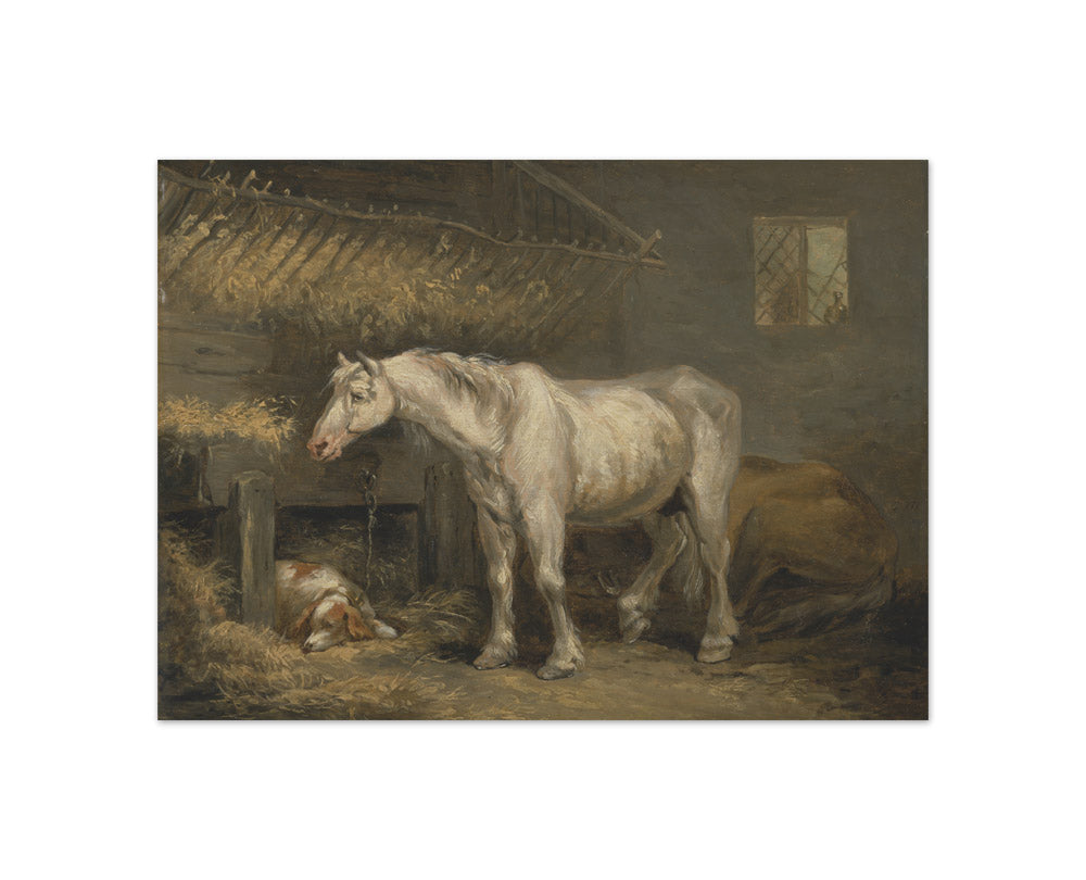 George Morland - Old Horses with a Dog in a Stable - Compact / Full Bleed / No Frame
