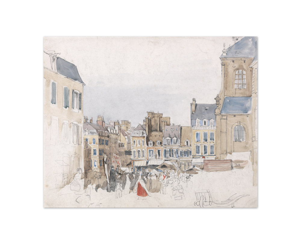 David Cox the Elder - A French Market Place - Compact / Full Bleed / No Frame