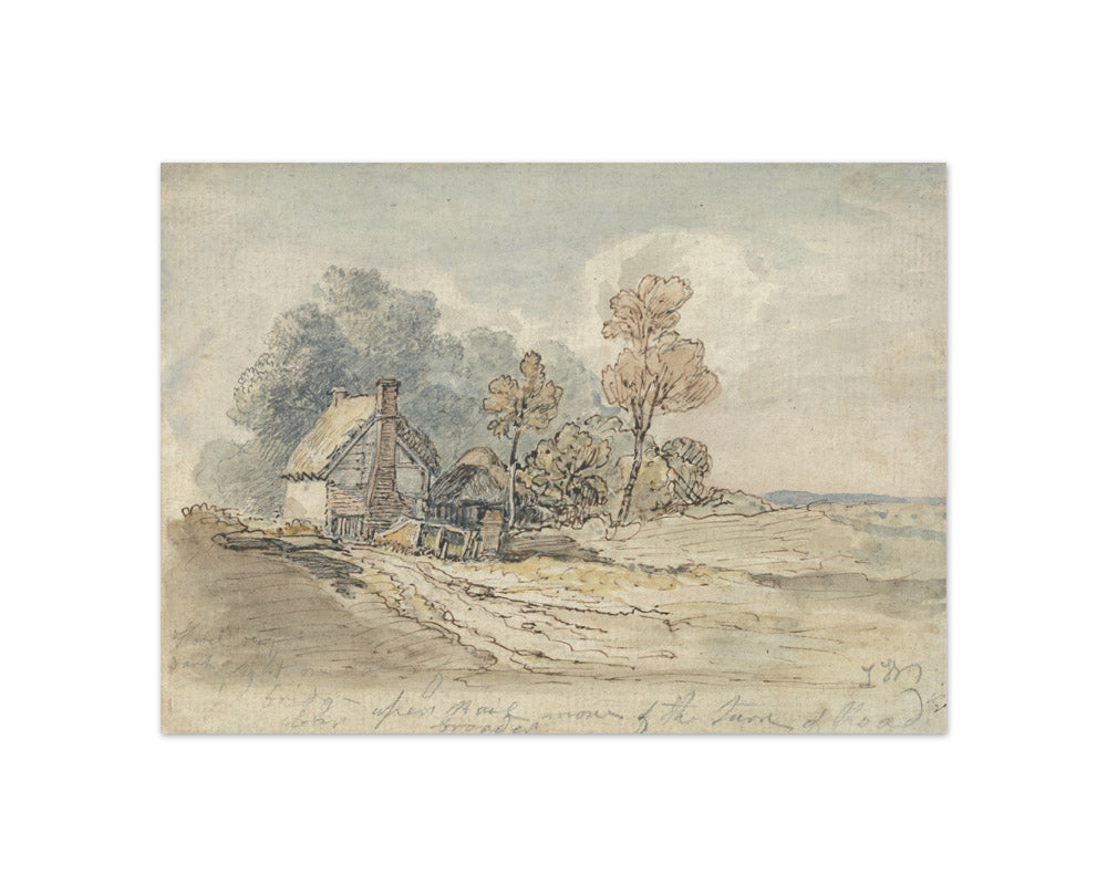 James Ward - A Thatched Cottage and Trees at the Turn of a Country Road - Compact / Full Bleed / No Frame