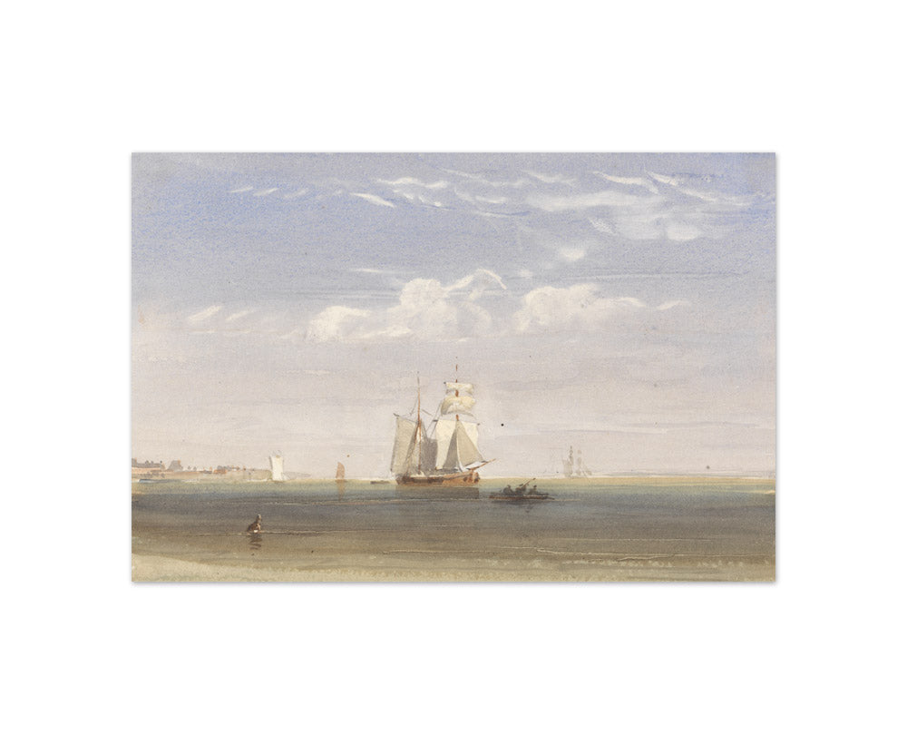 David Cox Jnr - A Merchantman Becalmed Offshore - Compact / Full Bleed / No Frame