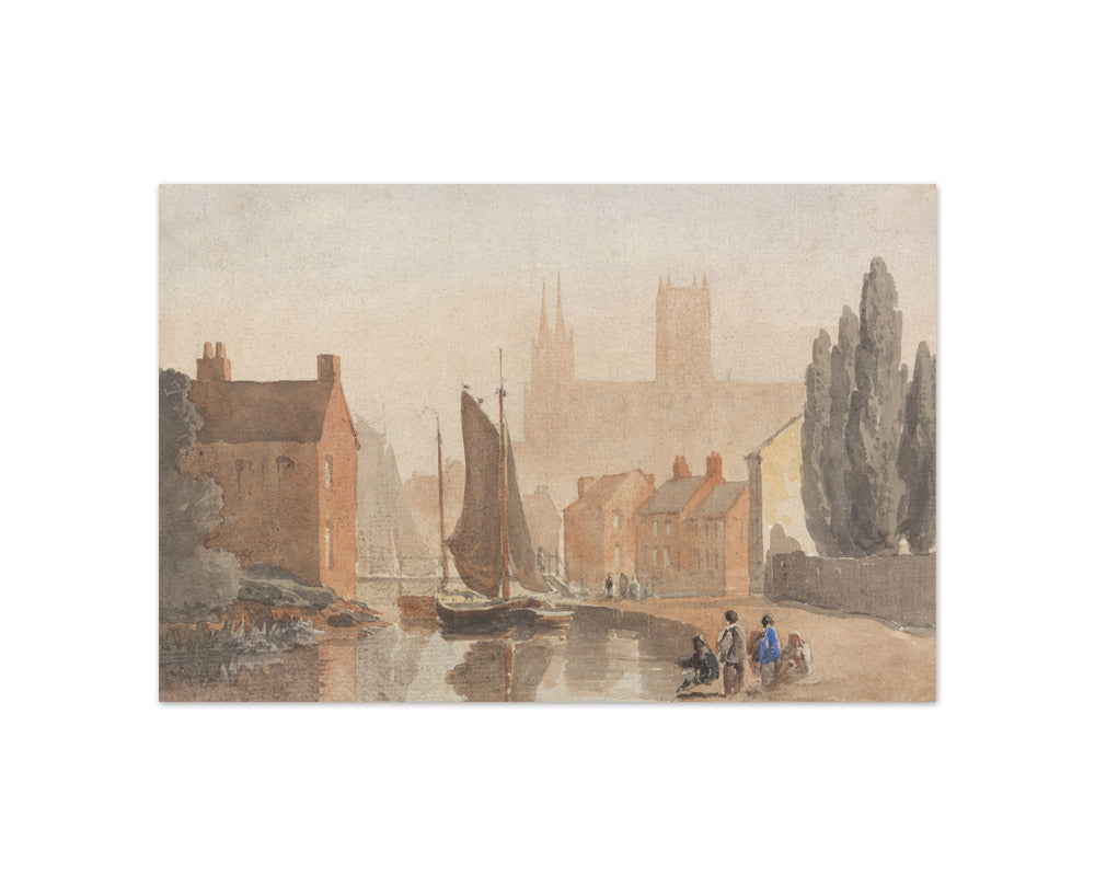 David Cox the Elder - Lincoln Cathedral from Brayford Pool - Compact / Full Bleed / No Frame