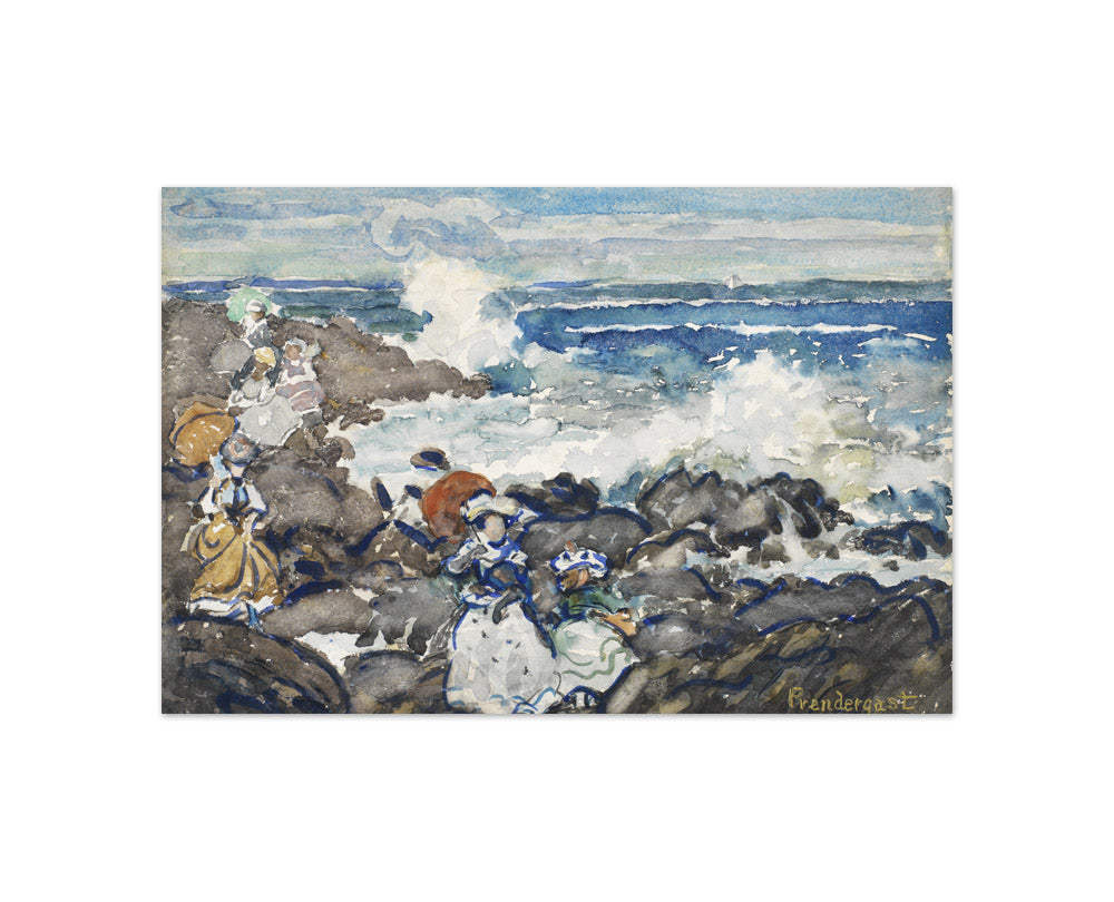 Maurice Brazil Prendergast - Rocks, Waves and Figures - Compact / Full Bleed / No Frame