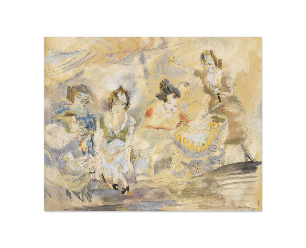 Jules Pascin - Woman with Baby Carriage - Compact / Full Bleed / No Frame