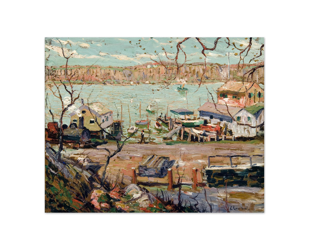 Ernest Lawson - River Scene–Boats and Houses - Compact / Full Bleed / No Frame