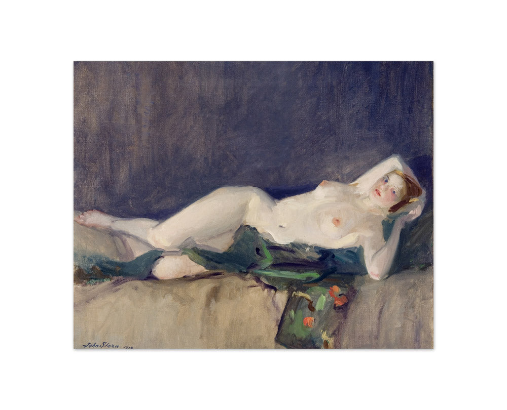 John Sloan - Nude, Green Scarf - Compact / Full Bleed / No Frame