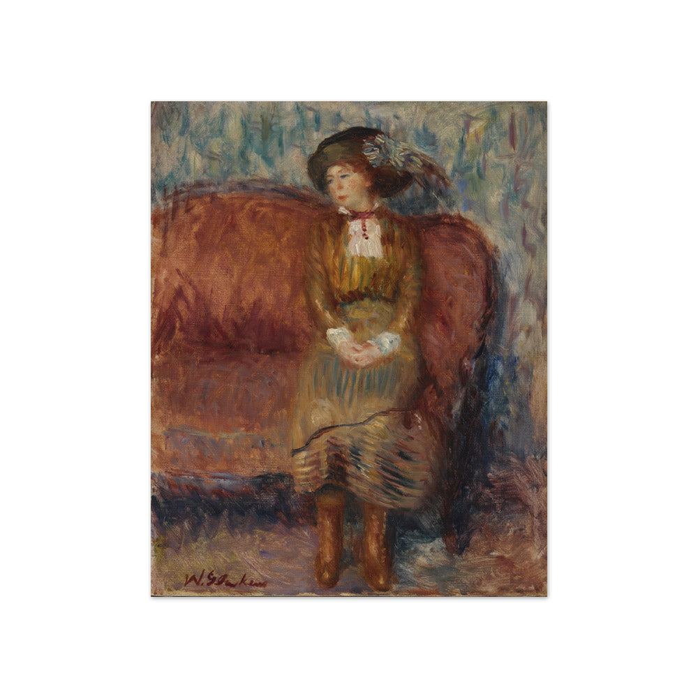 William James Glackens - Woman Seated on Red Sofa - Compact / Full Bleed / No Frame