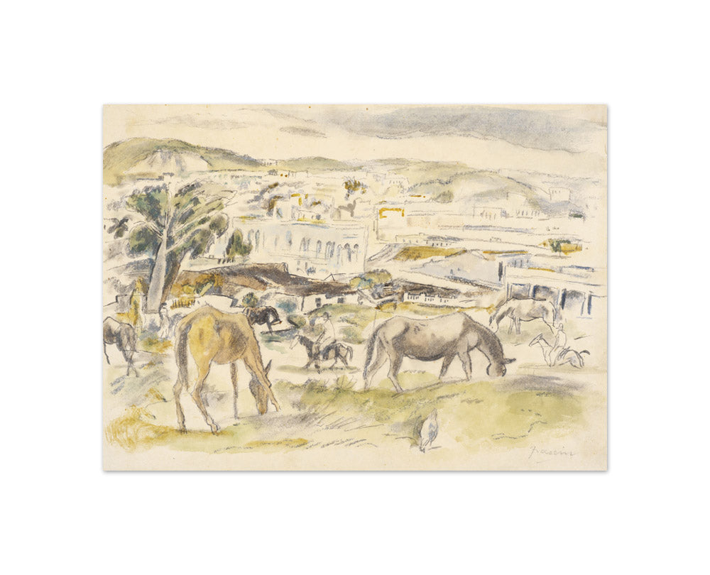 Jules Pascin - Horses in Landscape - Compact / Full Bleed / No Frame