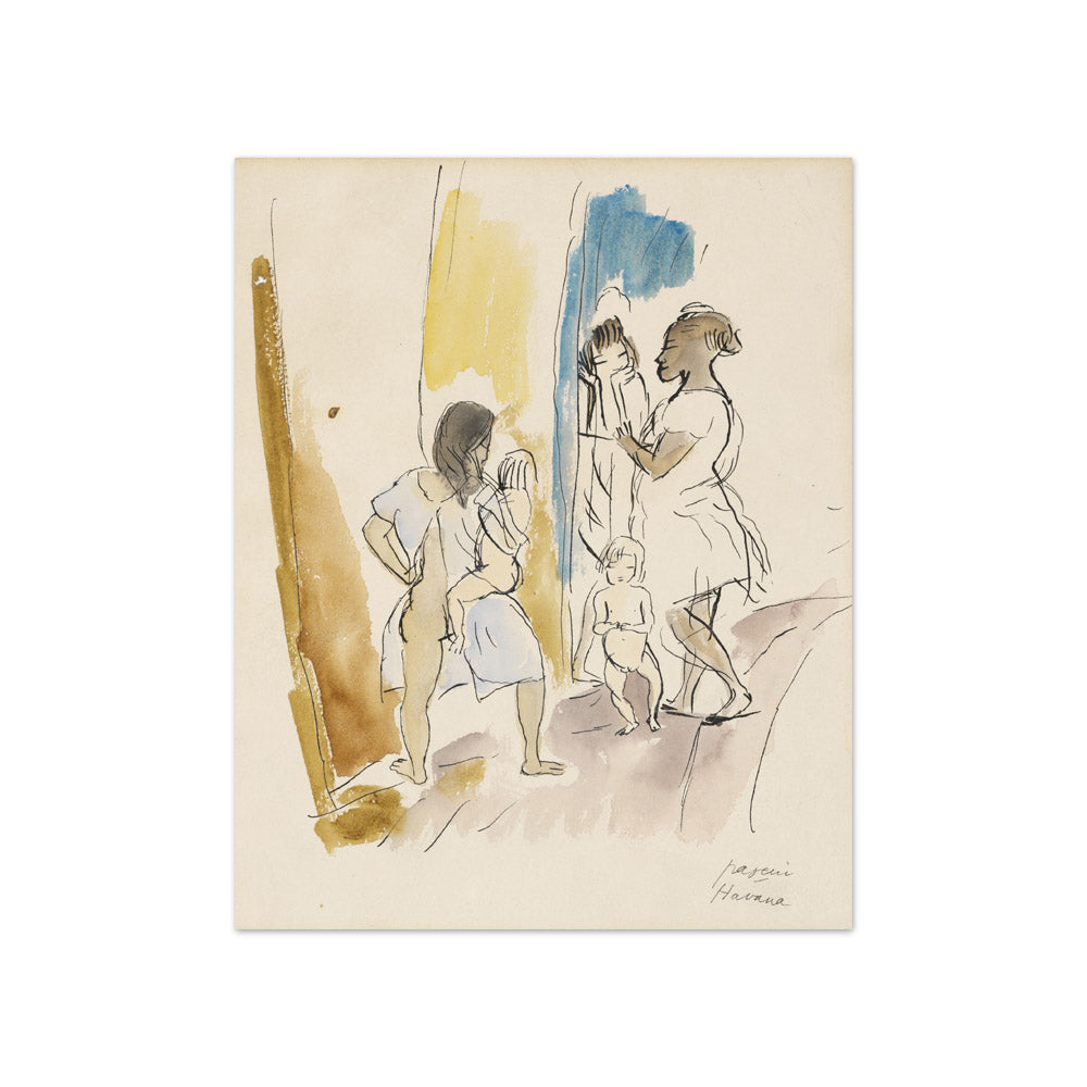 Jules Pascin - Three Women and Two Children, Havana - Compact / Full Bleed / No Frame
