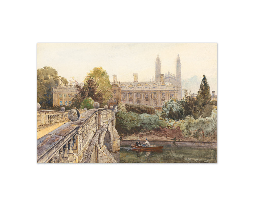 John Fulleylove - Clare College and Bridge over the Cam with King's College in the Background - Compact / Full Bleed / No Frame