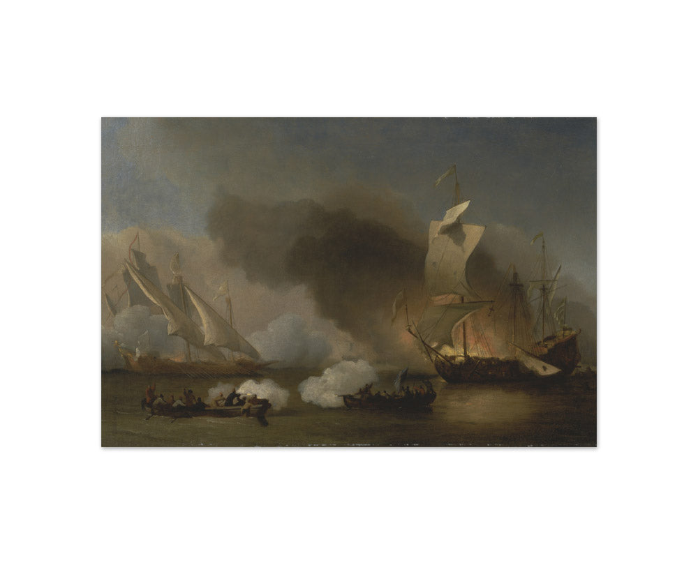 Willem van de Velde the Younger - An Action between English Ships and Barbary Corsairs - Compact / Full Bleed / No Frame
