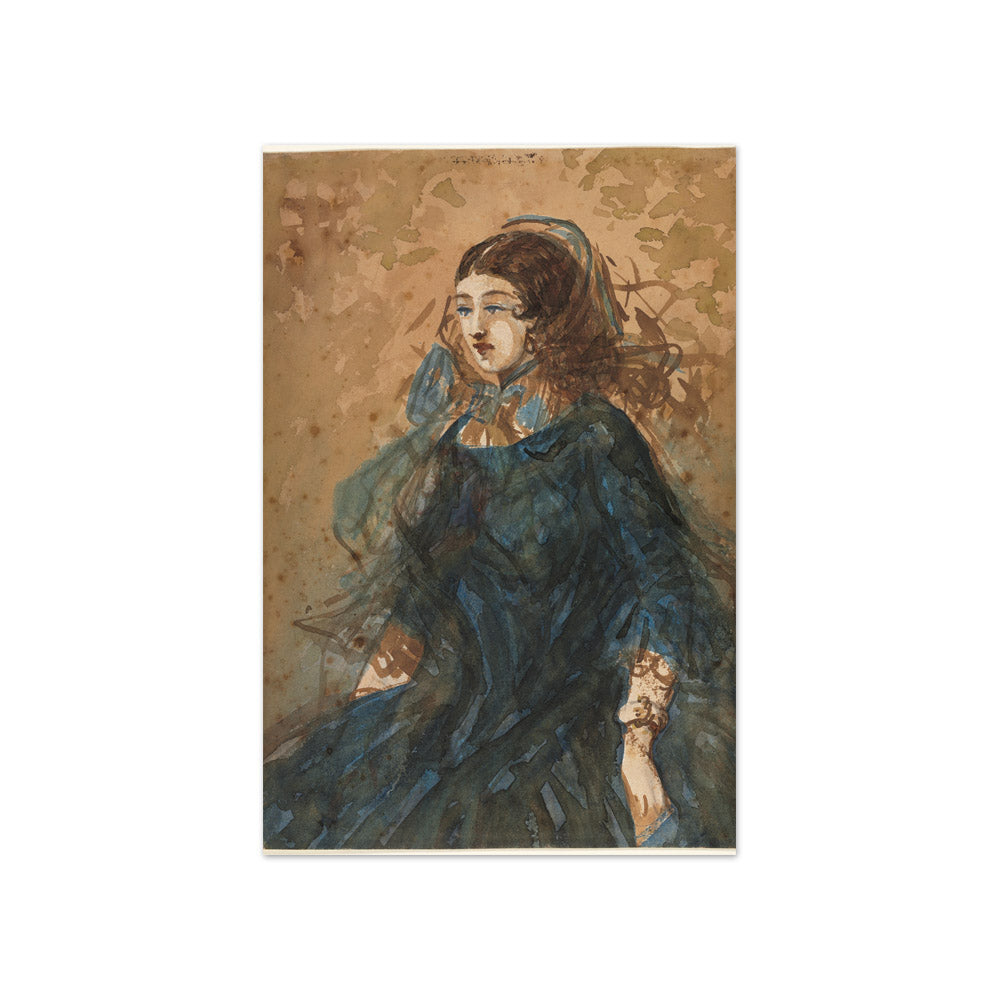 Constantin Guys - Woman in a Blue Dress - Compact / Full Bleed / No Frame