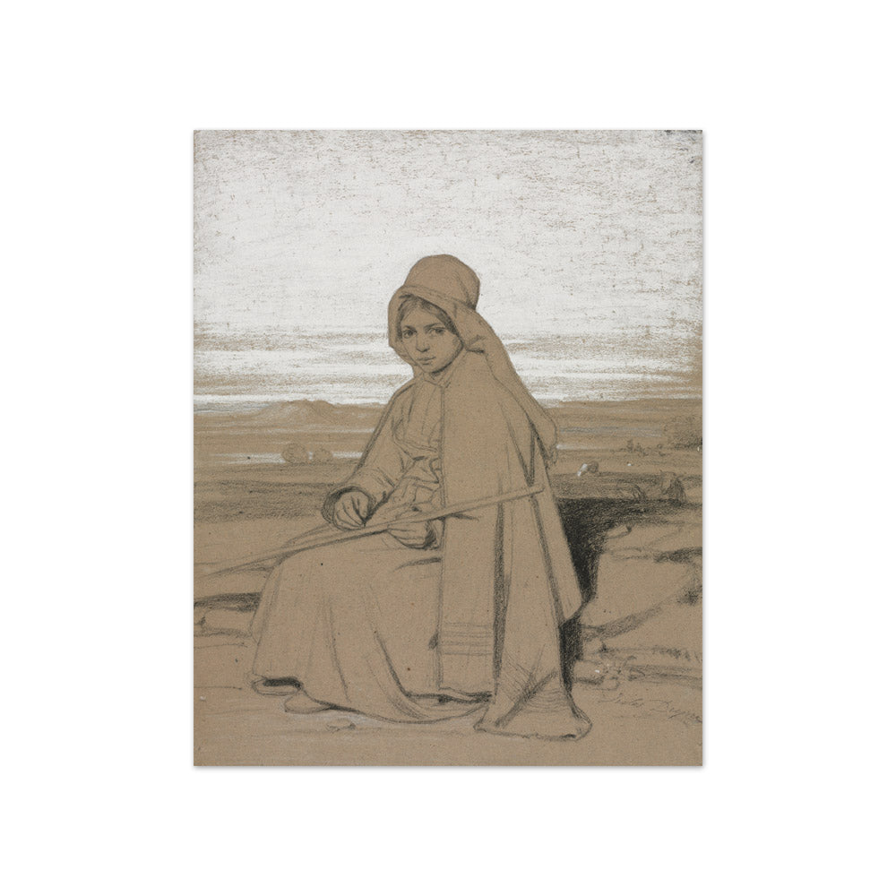 Jules Dupré - A Seated Shepherdess - Compact / Full Bleed / No Frame