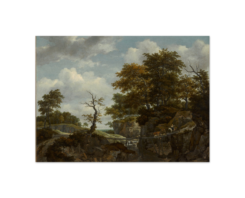 Jacob van Ruisdael - Landscape with Bridge, Cattle, and Figures - Compact / Full Bleed / No Frame