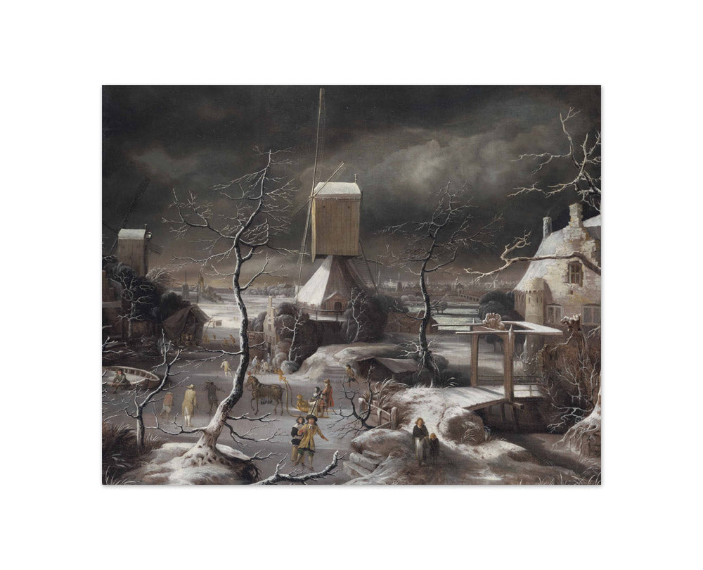Jan Abrahamsz. Beerstraten - A Winter Landscape with Skaters - Compact / Full Bleed / No Frame