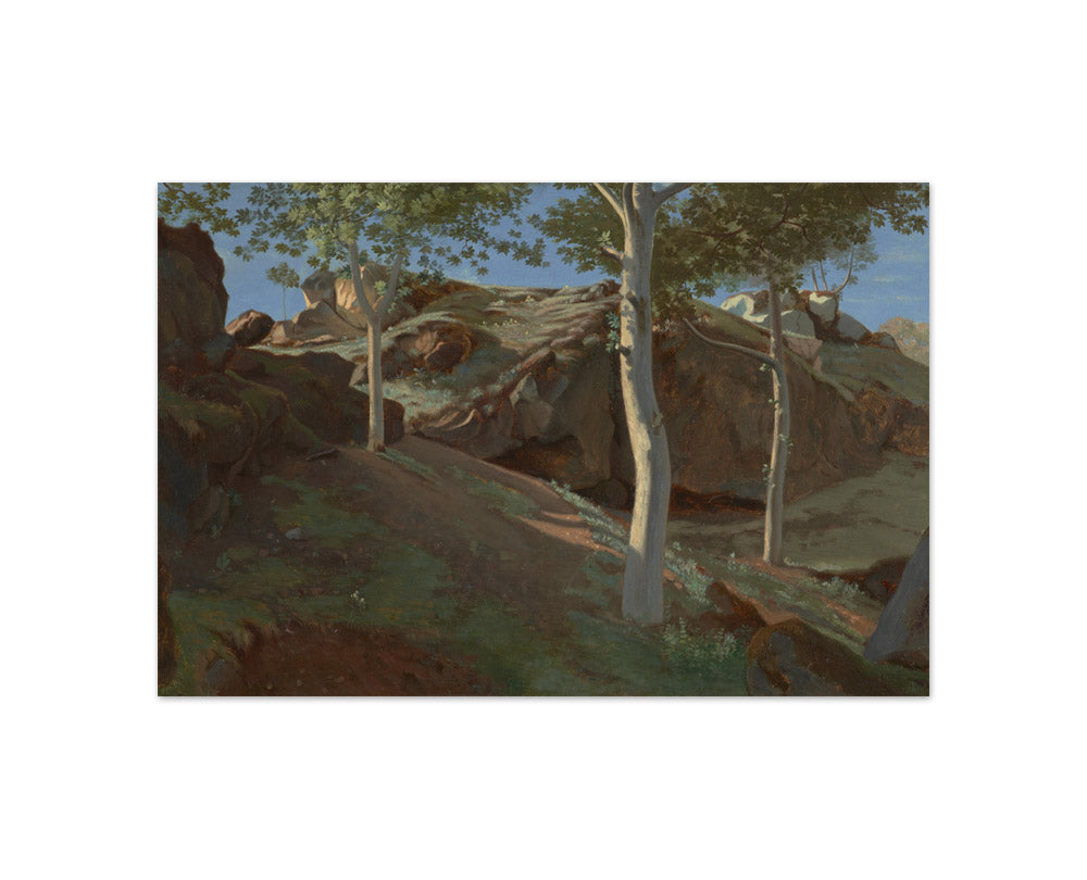 Achille-Etna Michallon - Trees on a Rocky Incline, Fontainebleau - Compact / Full Bleed / No Frame