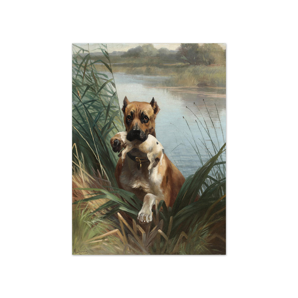 A. Mackeprang - A Dog Helping Its Puppy Out of the Water - Compact / Full Bleed / No Frame