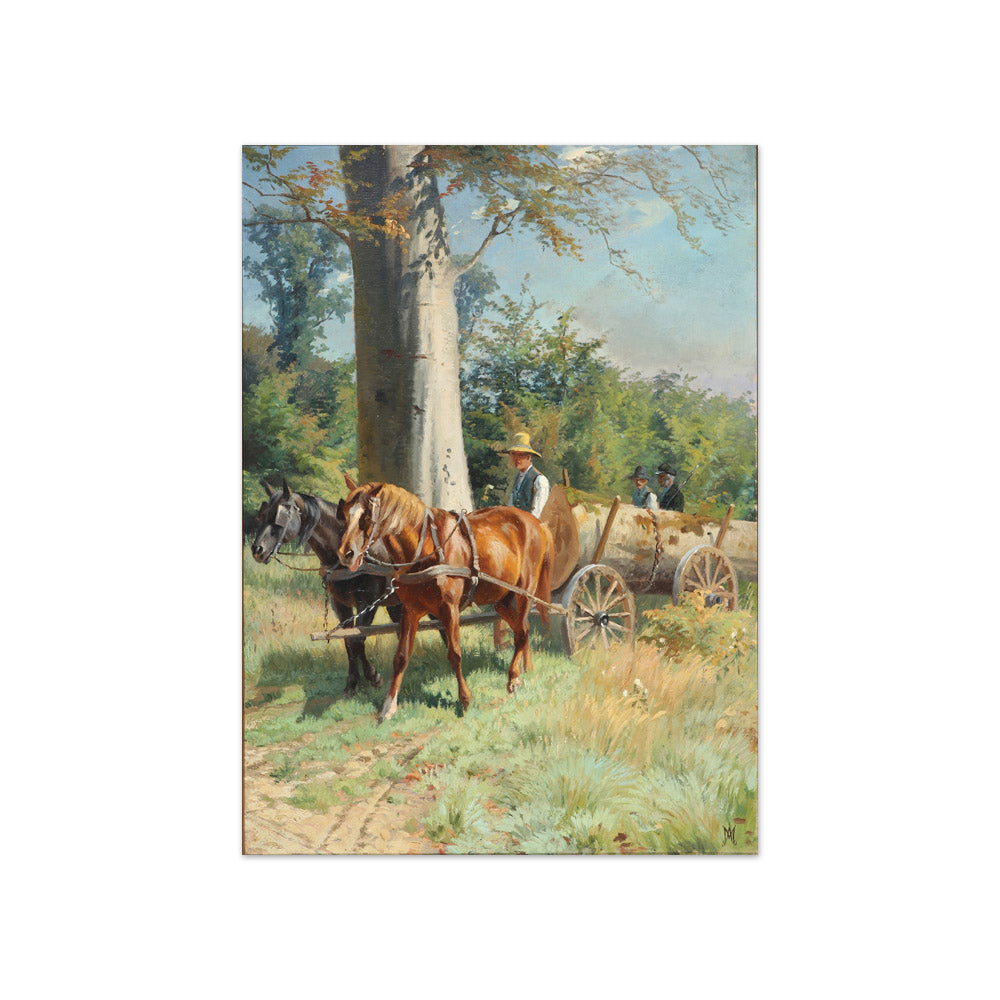 A. Mackeprang - Landscape with a Horse-drawn Cart Bringing Home Timber from the Forest - Compact / Full Bleed / No Frame