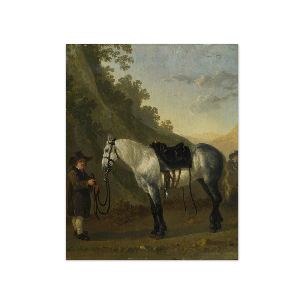Abraham van Calraet - A Boy Holding a Grey Horse - Compact / Full Bleed / No Frame