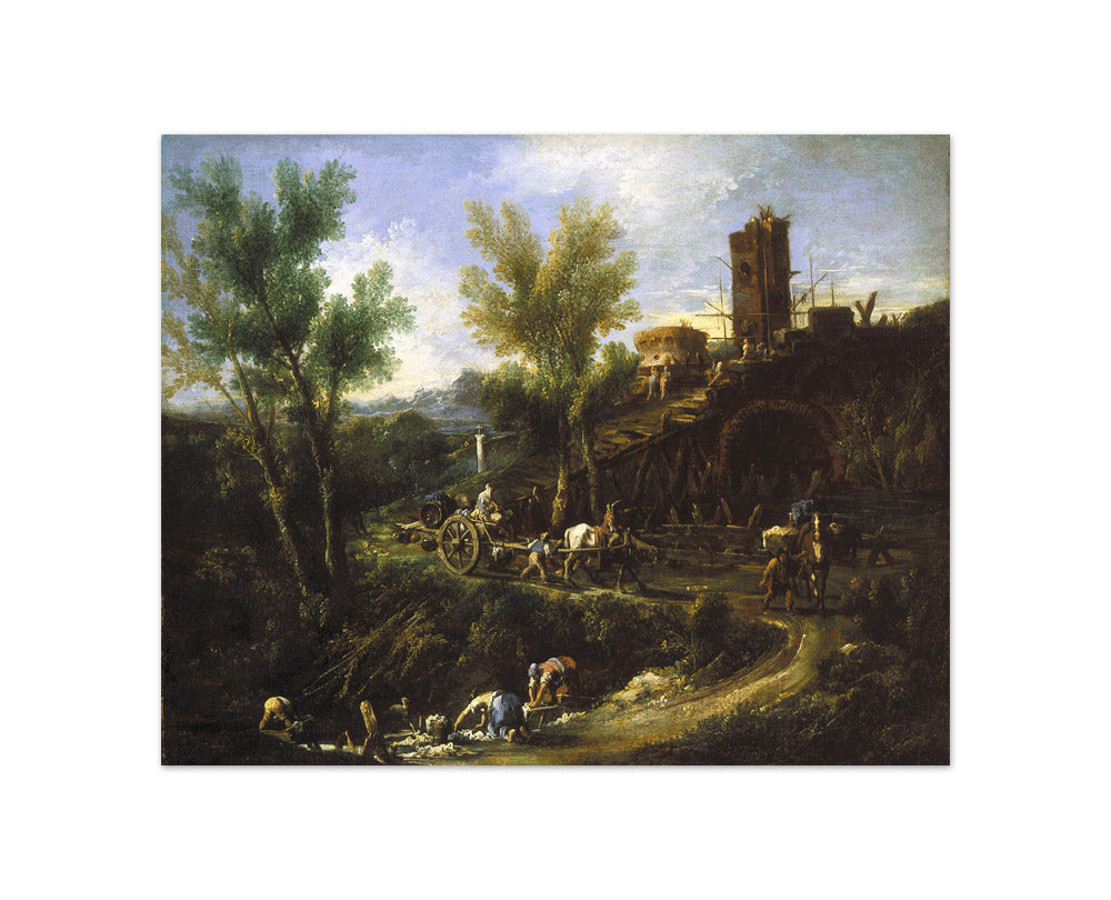 Alessandro Magnasco - Landscape with Gypsies and Washerwomen - Compact / Full Bleed / No Frame