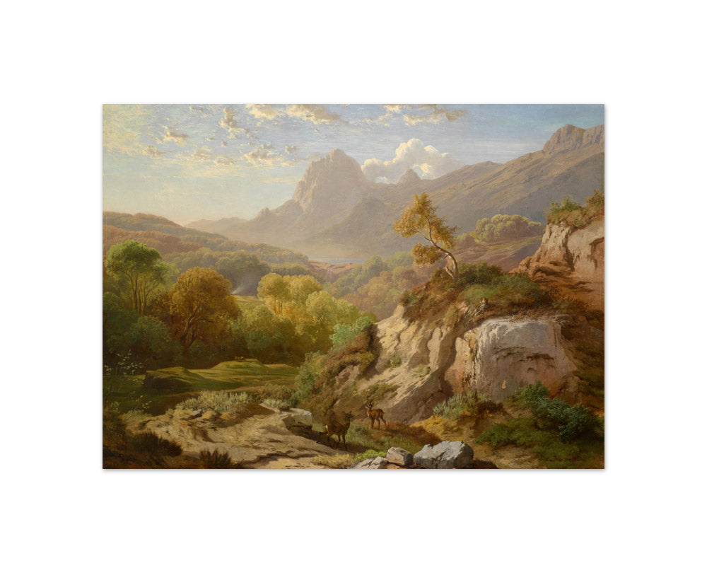 Albert Zimmermann - Red Deer in a Wide Mountain Landscape - Compact / Full Bleed / No Frame