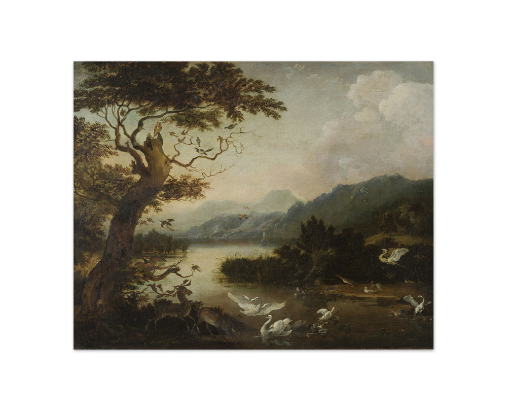 Abraham Daniëlsz. Hondius - Mountain Lake with Deer and Birds - Compact / Full Bleed / No Frame