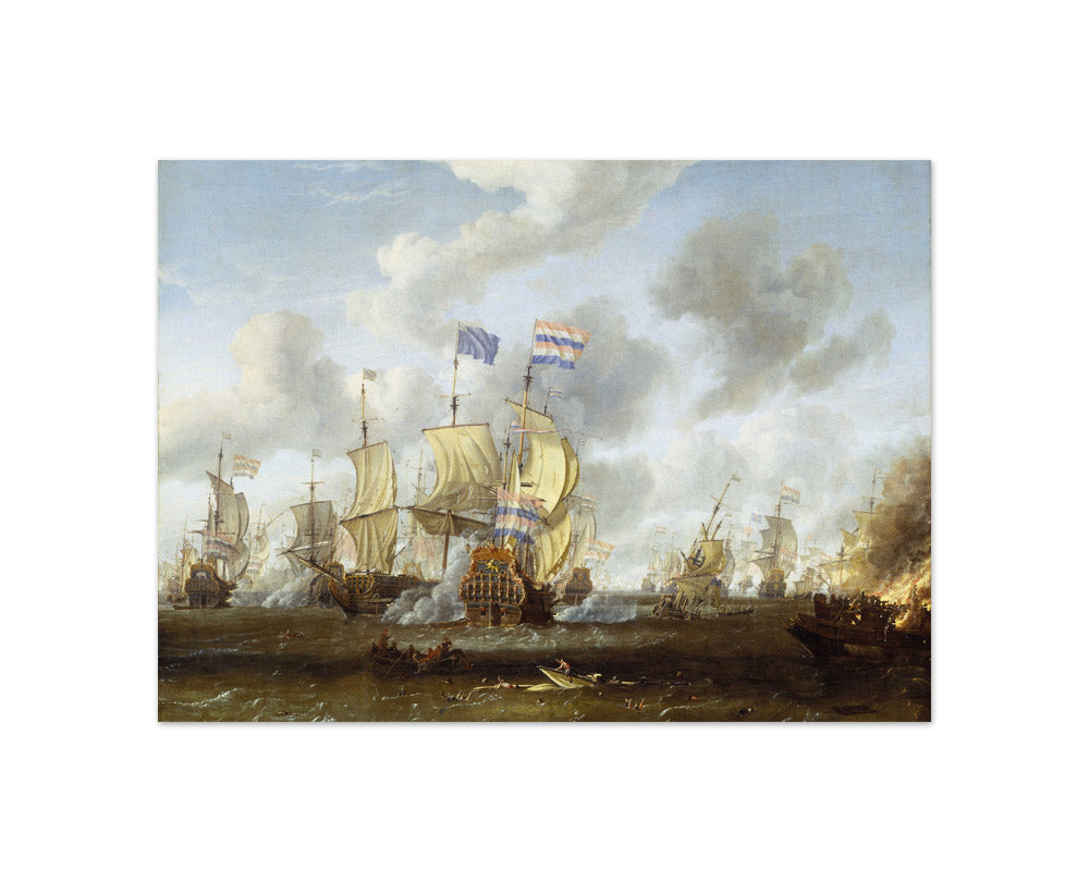 Abraham Storck - The Goulden Leeuw Engaging Royal Prince at the Battle of the Texel, 11 August 1673 - Compact / Full Bleed / No Frame