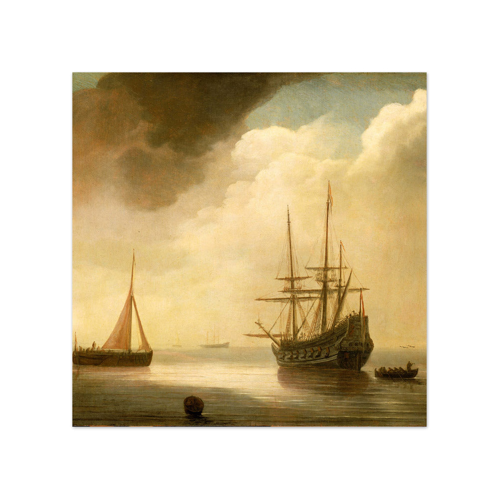 Abraham de Verwer - A Ship in a Calm Sea - Compact / Full Bleed / No Frame