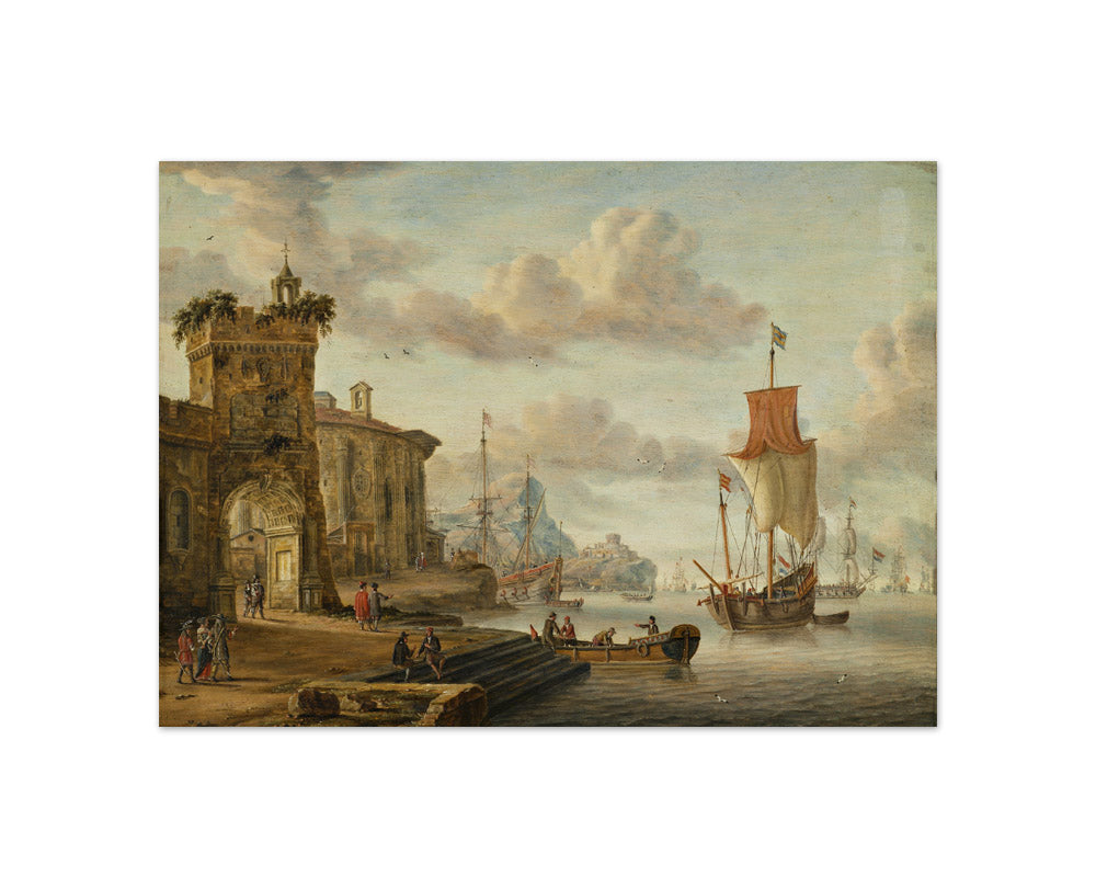 Abraham Storck - Harbor Scene with Antique Ruins - Compact / Full Bleed / No Frame