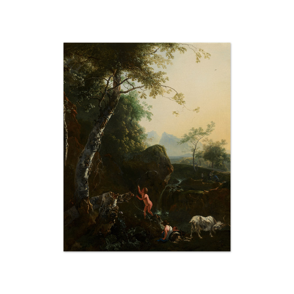 Adam Pijnacker - Mountainous Landscape with Waterfall - Compact / Full Bleed / No Frame