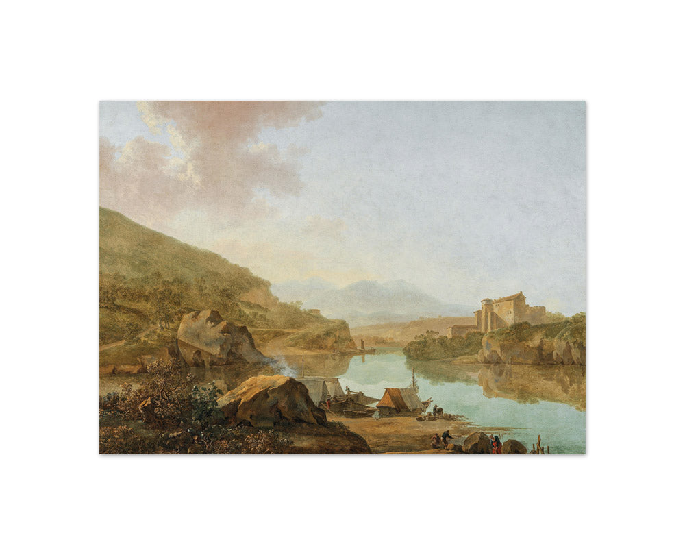 Adam Pijnacker - An Extensive Italianate River Landscape - Compact / Full Bleed / No Frame