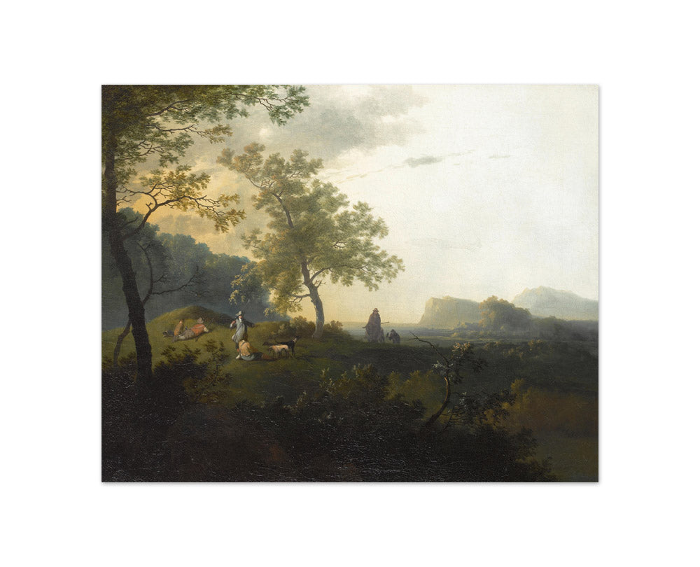 Adam Pijnacker - Hunting Party in a Wood, an Italianate Coastal Landscape Beyond - Compact / Full Bleed / No Frame